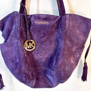 Michael Kors Ashbury Hippie Boho Slouchy Raw Suede Violet Purple Bag